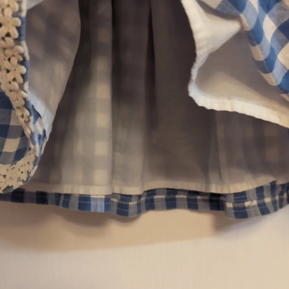 OshKosh Blue & White Check Dress Size 5T. Lace trim